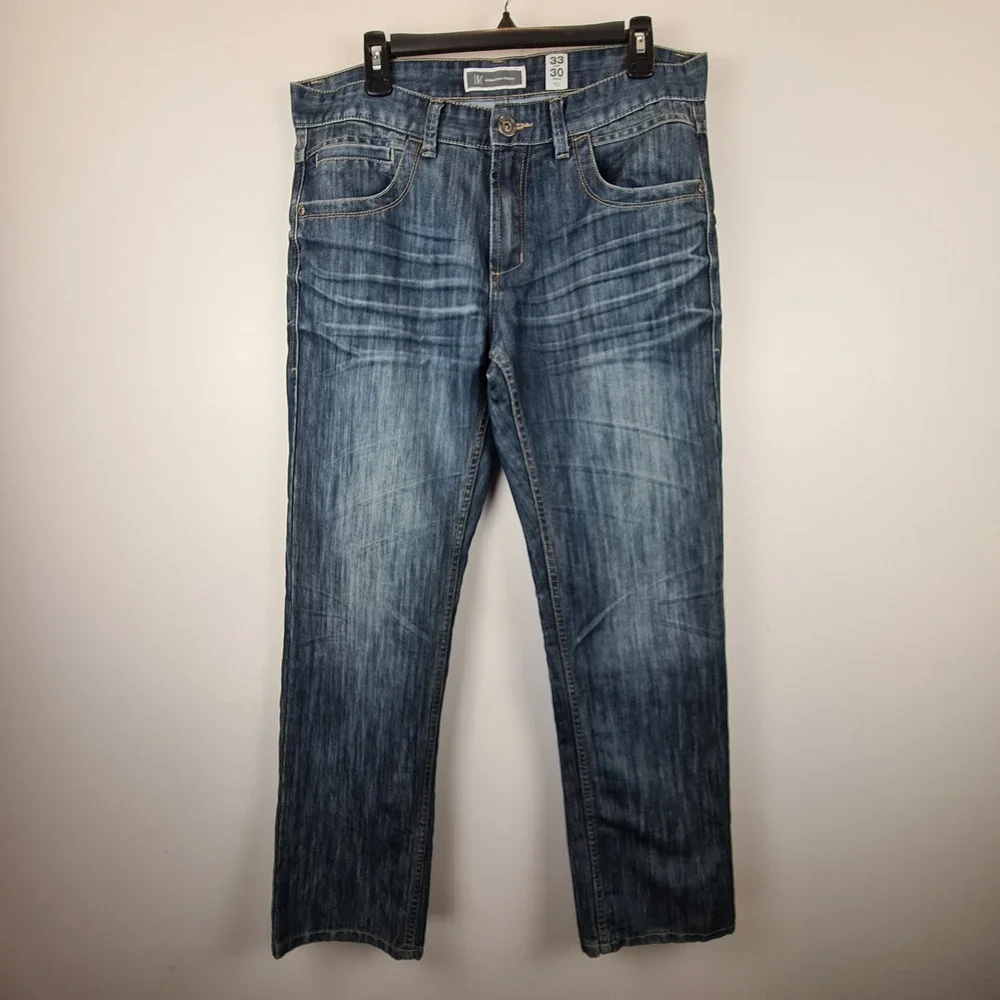 INC International Concepts Berlin‎ Slim Straight Mens Jeans 33x30 Blue Dark Wash